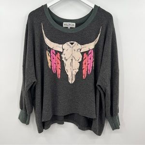 Wildfox Outlaw Nevada Feathers & Longhorn oversized sweatshirt